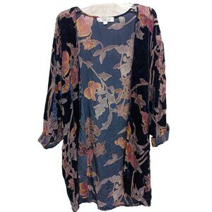 Oh My Love Womens Whimsygoth BOHO Kimono Top S/M Floral Velvet Burnout